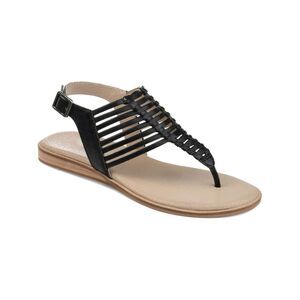 JOURNEE SIGNATURE Womens Black Davis Round Toe Leather Slingback Sandal 7 M